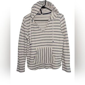 Old Navy Blue and White Striped V-Neck Sweater